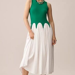 Anthropologie x Siempre Green and White Midi Dress